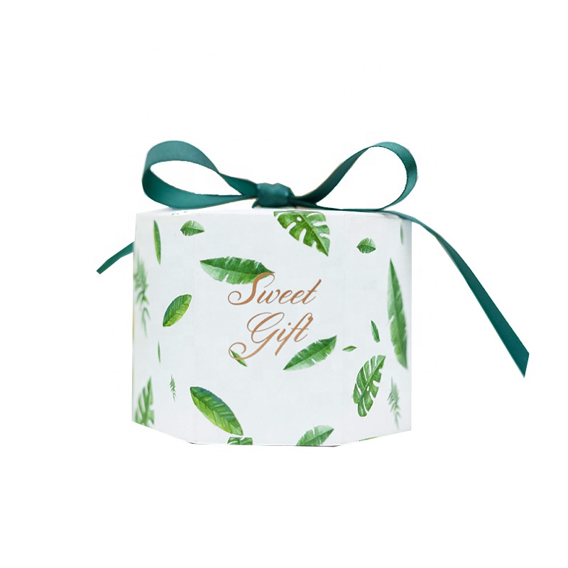 Leaves design wedding candy sweets small gift paper box custom logo hotfoil